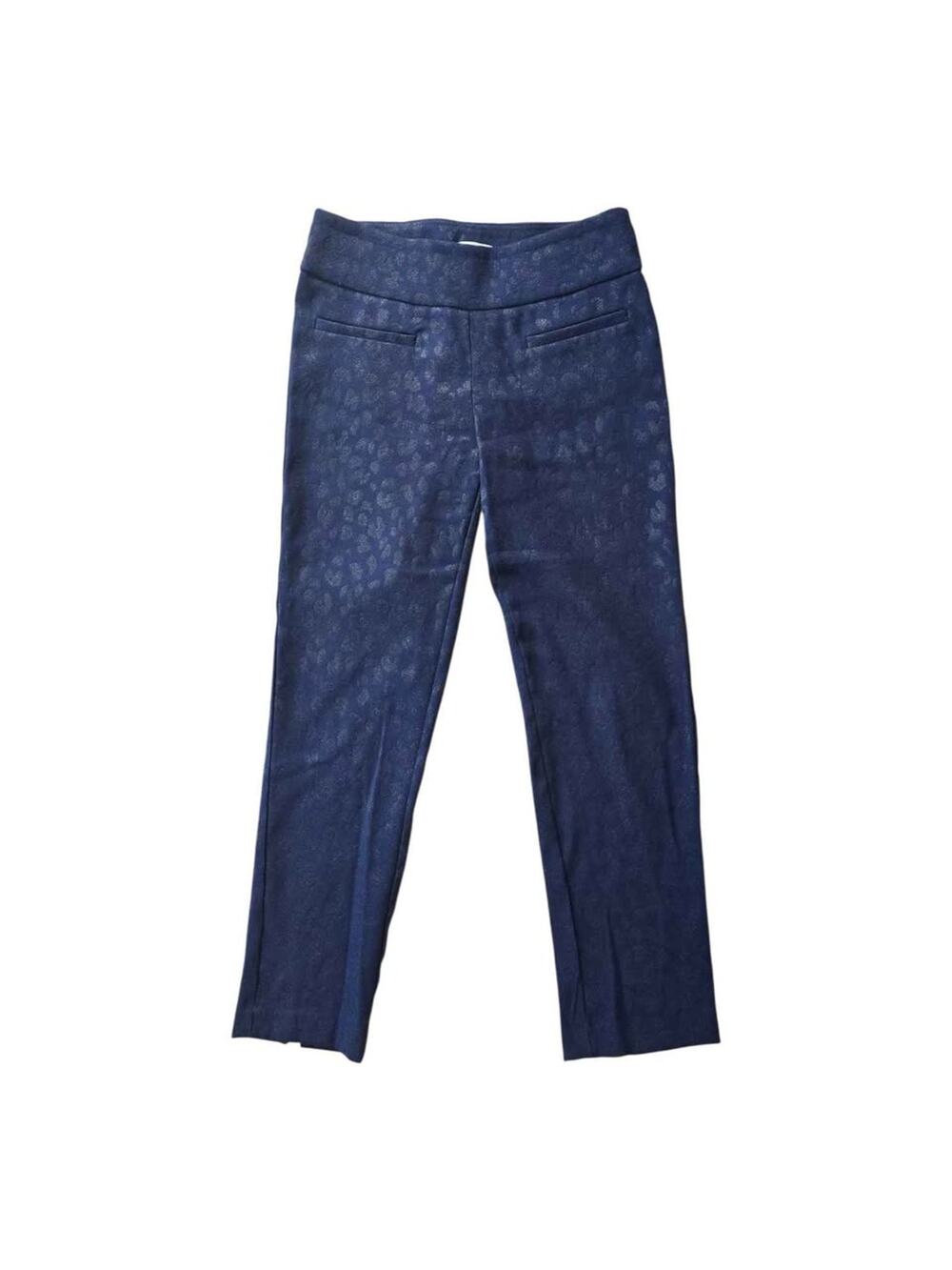 Crown & Ivy Navy Blue Leopard Print Ankle Pants Size 6P